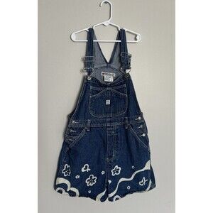 Vintage Gasoline by Ralph Nakash Womens Denim Shortalls Floral Design Rare Y2K